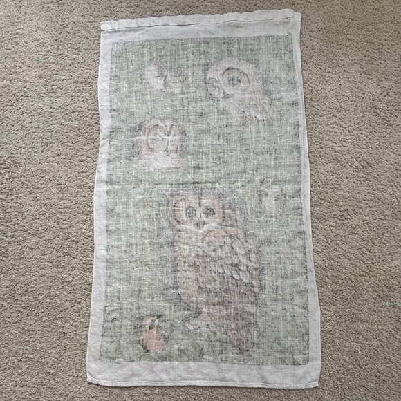 Vtg Lois Lang Owls and Friends in a Tree Tea Towel, Handprinted by Kay Dee - Picture 5 of 8
